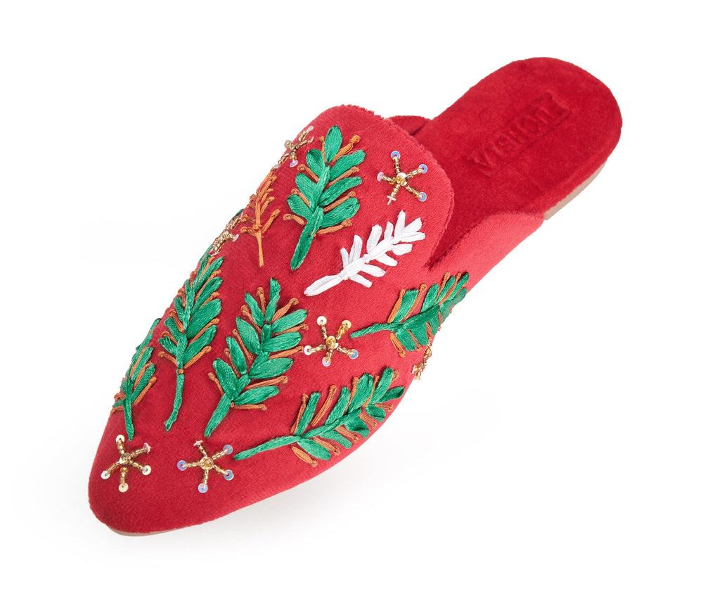 
                  
                    Load image into Gallery viewer, Festive Crimson Mules
                  
                